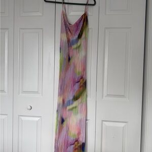 Colorful Pleated Maxi Dress